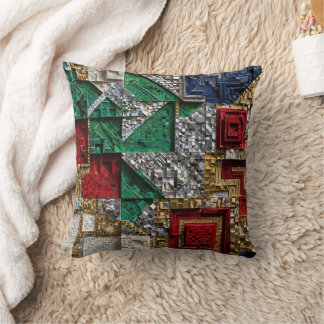 Smaragd-Gold-Elfenbein-Rot-Blau-Riesen-Mosaik-Quad Kissen
