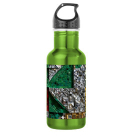 Smaragd-Gold-Elfenbein-Rot-Blau-Riesen-Mosaikquadr Edelstahlflasche