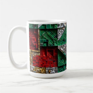 Smaragd-Gold-Elfenbein-Rot-Blau-Riesen-Mosaikquadr Kaffeetasse