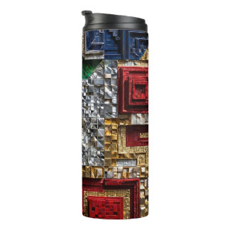 Smaragd-Gold-Elfenbein-Rot-Blau-Riesen-Mosaikquadr Thermosbecher