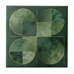 Smaragd-Gold-Geometrische Harmonie Fliese