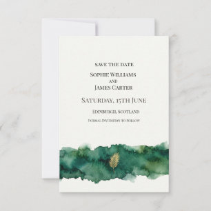 Smaragd-Gold-Hochzeit Save The Date