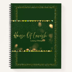 Smaragd-Gold-Pailletten-Spiral-Signatur-Journal Notizbuch