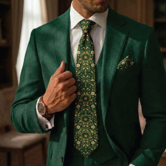 Smaragd-Gold-Royal-Damask-Krawatte | Luxus-Herren- Krawatte