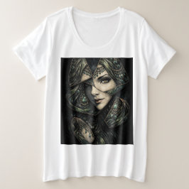 Smaragd-Göttin Buntglas-Porträtkunst Große Größe T-Shirt