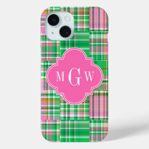 Smaragd Heiß Rosa Preppy Patchwork Madras Monogram title_seo2