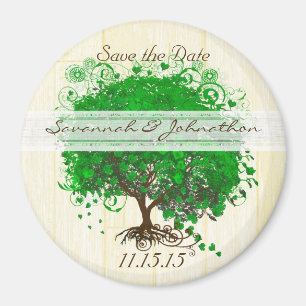 Smaragd-Herz-Blatt-Baum-Save-the-Date-Magnete Magnet