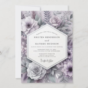 Smaragd-Hochzeit im botanischen Romantik-Stil Einladung