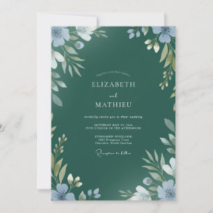 Smaragd-Hochzeit mit bemaltem Blatt Einladung