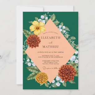 Smaragd-Hochzeit mit Terrakotta-Dahlien Einladung