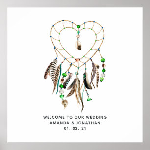 Smaragd-indianischer-stammes-boho-hochzeitsempfang Poster