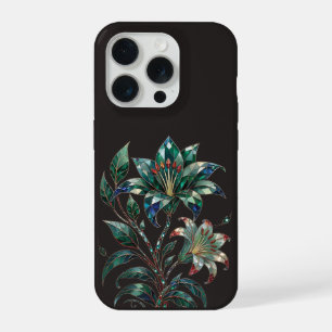 Smaragd-Juwel Botanisch Schwarze Luxus-Blütenprach iPhone 15 Pro Hülle