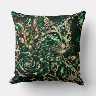 Smaragd-Juwel-Katze Poster Kissen