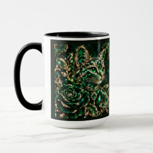 Smaragd-Juwel-Katze Poster Tasse