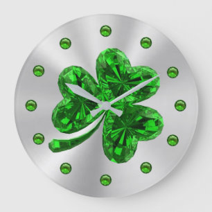 Smaragd-Kleeblatt Große Wanduhr