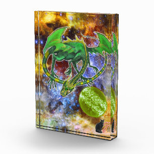 Smaragd Kosmischer Drache Acrylblock Fotoblock