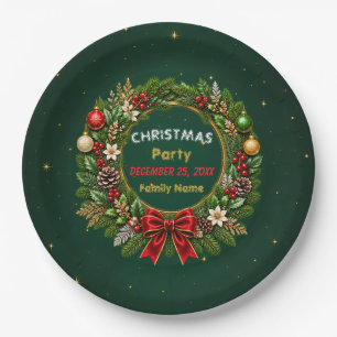 Smaragd-Kranz-Weihnachtsfeier-Papierplatten Pappteller
