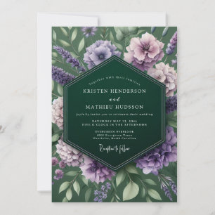Smaragd-Lavendel Moody-Hochzeit Einladung
