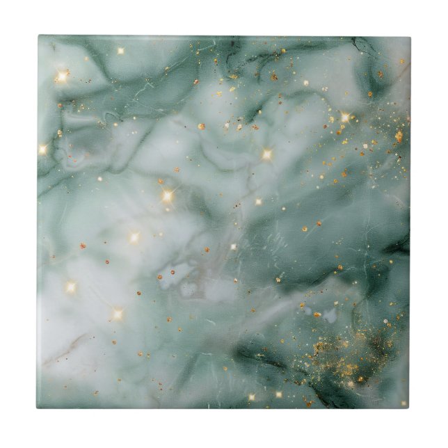 Smaragd-Marmor-Galaxie Fliese (Vorderseite)