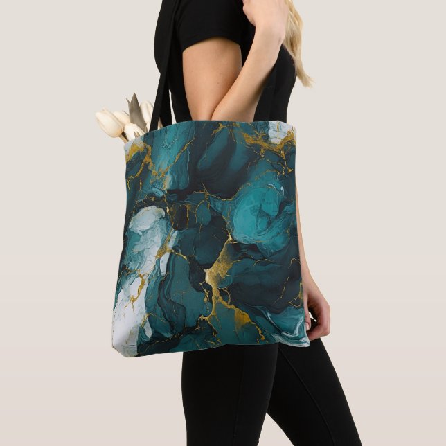 Smaragd-Marmor mit goldenen Adern Tasche (Von Nahem)