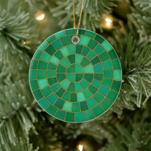 Smaragd-Mosaik-Kreismuster-Kunst Keramik Ornament