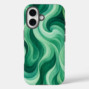 Smaragd-Ozean-Strudel-Abstraktes Wellenmuster iPhone 16 Hülle