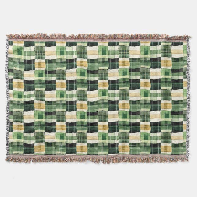 Smaragd-Patchwork-Kariert Decke (Vorderseite)