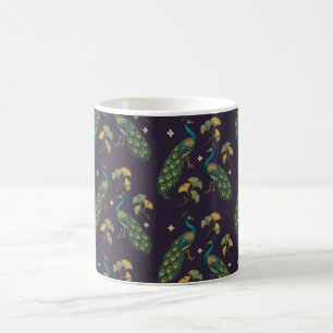 Smaragd-Pfau-Ginkgo auf Pflaumen-Muster-Tasse Kaffeetasse