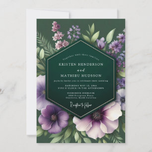 Smaragd-Pflaume Moody Flora Hochzeit Einladung