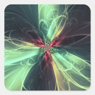 Smaragd-Plasma-Energie-Fraktal-Kunst Quadratischer Aufkleber