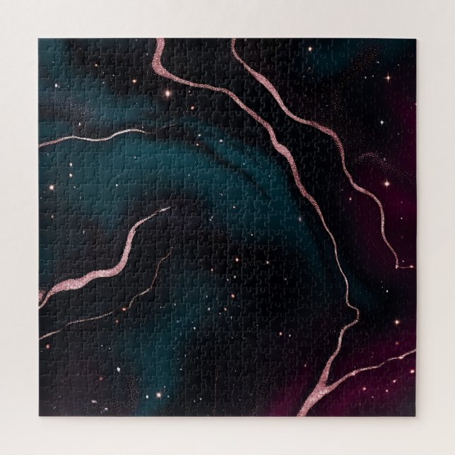 Smaragd-Roségold-Galaxie-Marmor-Muster (Vertikal)