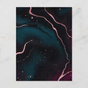 Smaragd-Roségold-Galaxie-Marmor-Muster Postkarte