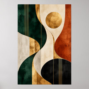 Smaragd-Rost-Gold-Geometrischer-Kreis-Abstrakte-Wa Poster
