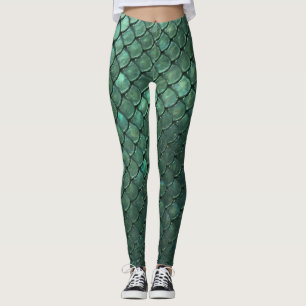 Smaragd Schimmernde Drachenschuppen Muster Leggings