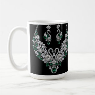 Smaragd-Schwan-Paar Luxusschmuck Kaffeetasse