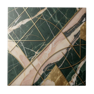 Smaragd-Sminkton-Marmor-Gold-Geometrisch-Abstrakt Fliese