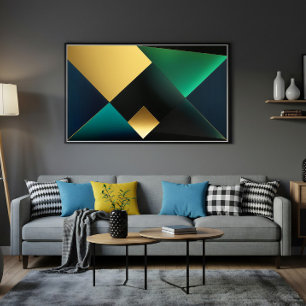 Smaragd- und Gold-Geometrie-Harmonie Poster
