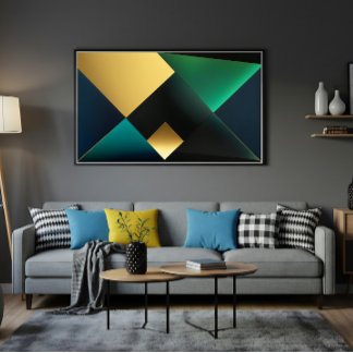 Smaragd- und Gold-Geometrie-Harmonie Poster