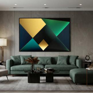 Smaragd- und Gold-Geometrische Harmonie Leinwanddruck