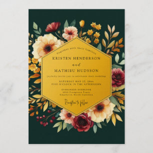 Smaragd- und Gold-Juwel-Ton-Hochzeit Einladung