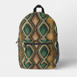 Smaragd- und Golddiamant-Schlangenhaut-Muster-Desi Bedruckter Rucksack