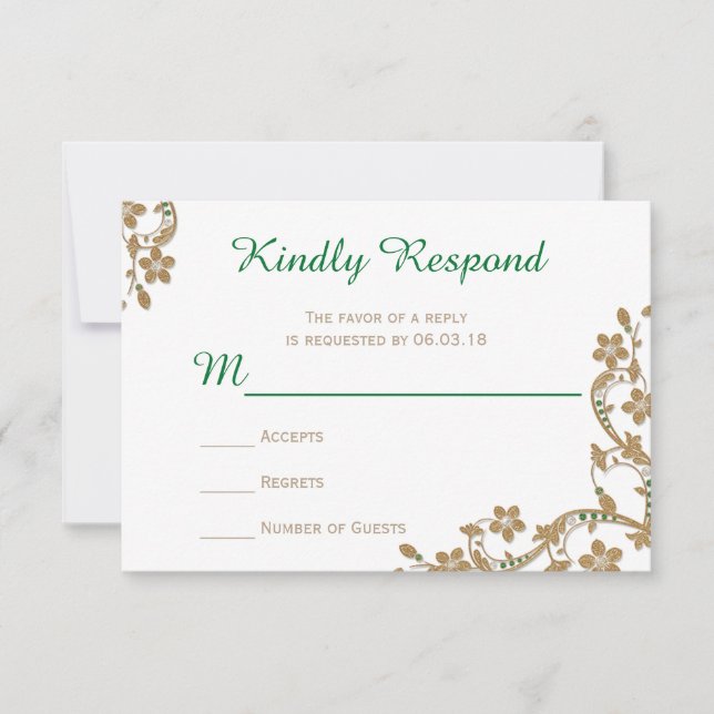 Smaragd-und Goldhochzeit UAWG RSVP Karte (Vorderseite)