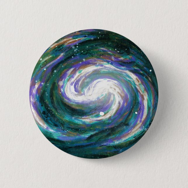 Smaragd und Lila Galaxie Button (Vorderseite)