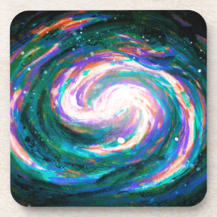 Smaragd und Lila Galaxie Getränkeuntersetzer