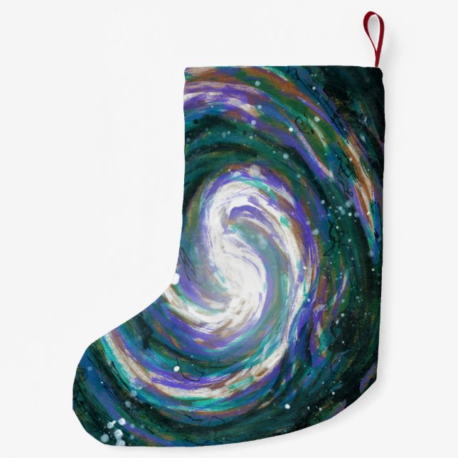 Smaragd und Lila Galaxie Kleiner Weihnachtsstrumpf (Rückseite)