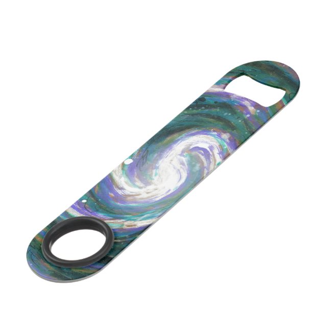Smaragd und Lila Galaxie Speedflaschenöffner (Vorderseite Schrägansicht)