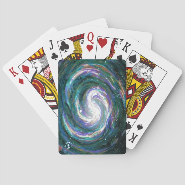 Smaragd und Lila Galaxie Spielkarten (Rückseite)