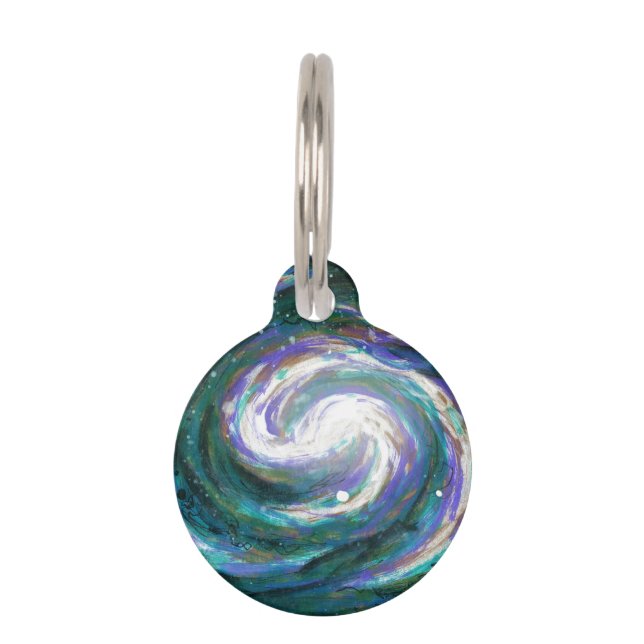 Smaragd und Lila Galaxie Tiernamensmarke (Vorderseite)
