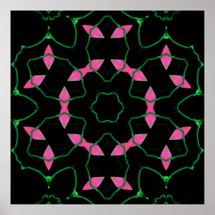 Smaragd- und Rosa-Kaleidoskop Poster