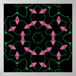 Smaragd- und Rosa-Kaleidoskop Poster